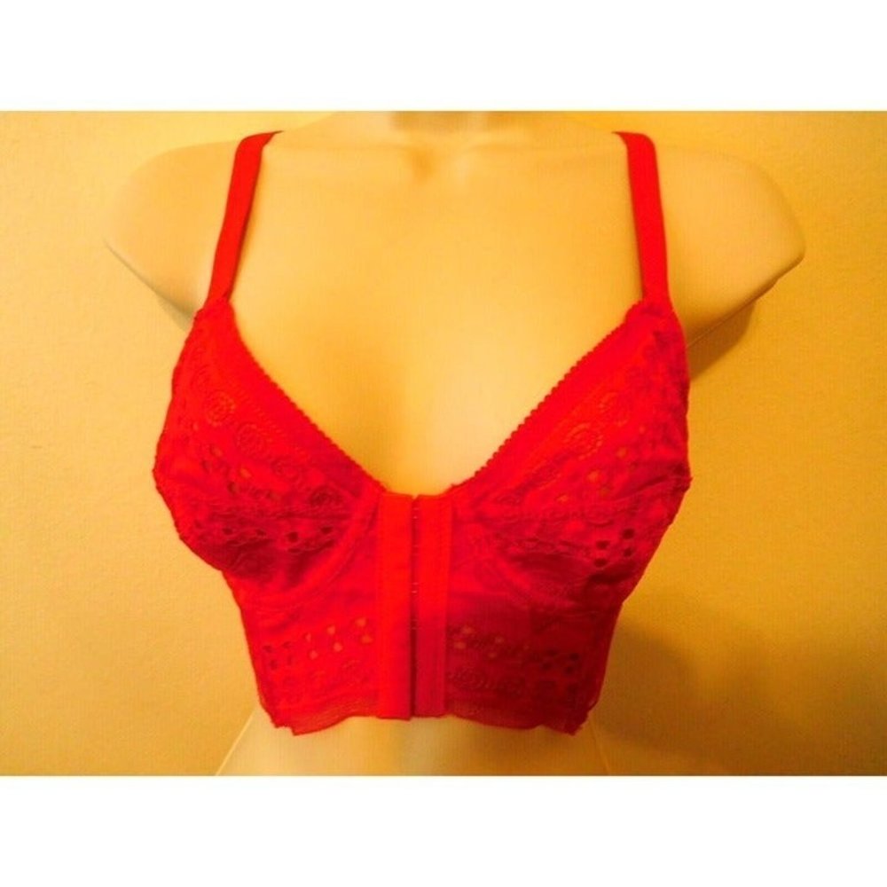 Free People 32B Bra Bustier Summer RED Intimate Underwire Lace NEW